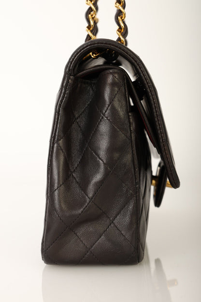 Chanel 1991 Dark Brown Lambskin Medium Double Flap Bag