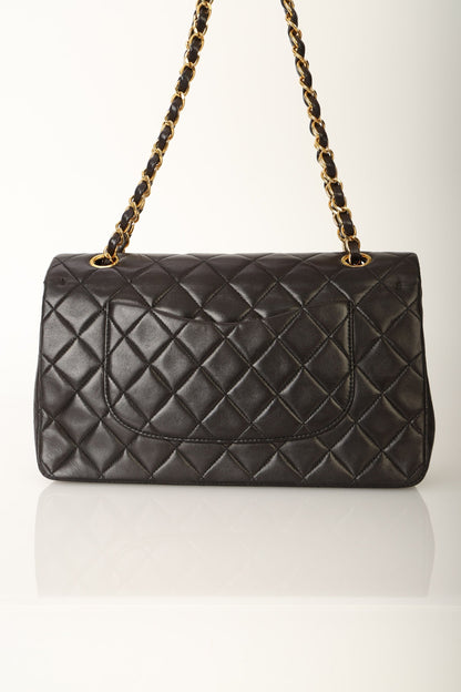 Chanel 1991 Dark Brown Lambskin Medium Double Flap Bag