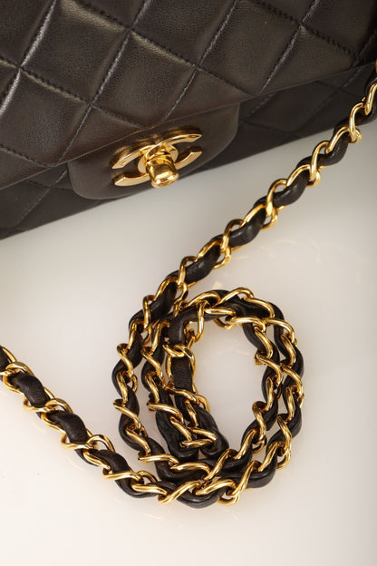Chanel 1991 Dark Brown Lambskin Medium Double Flap Bag