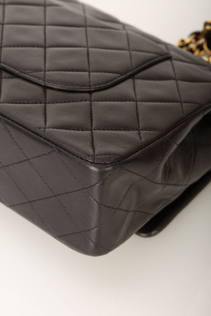 Chanel 1991 Dark Brown Lambskin Medium Double Flap Bag
