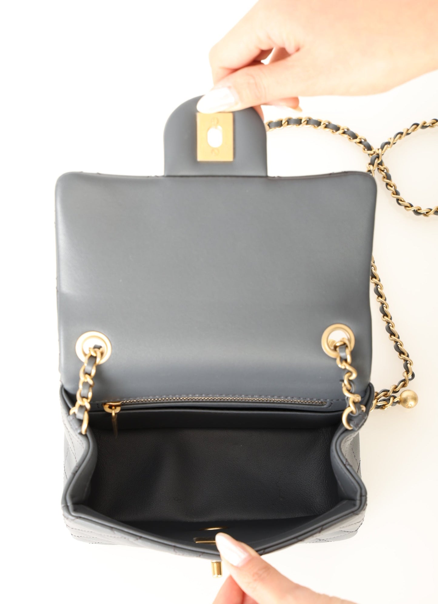 Chanel 2023 Lambskin Pearl Crush Mini Square Flap