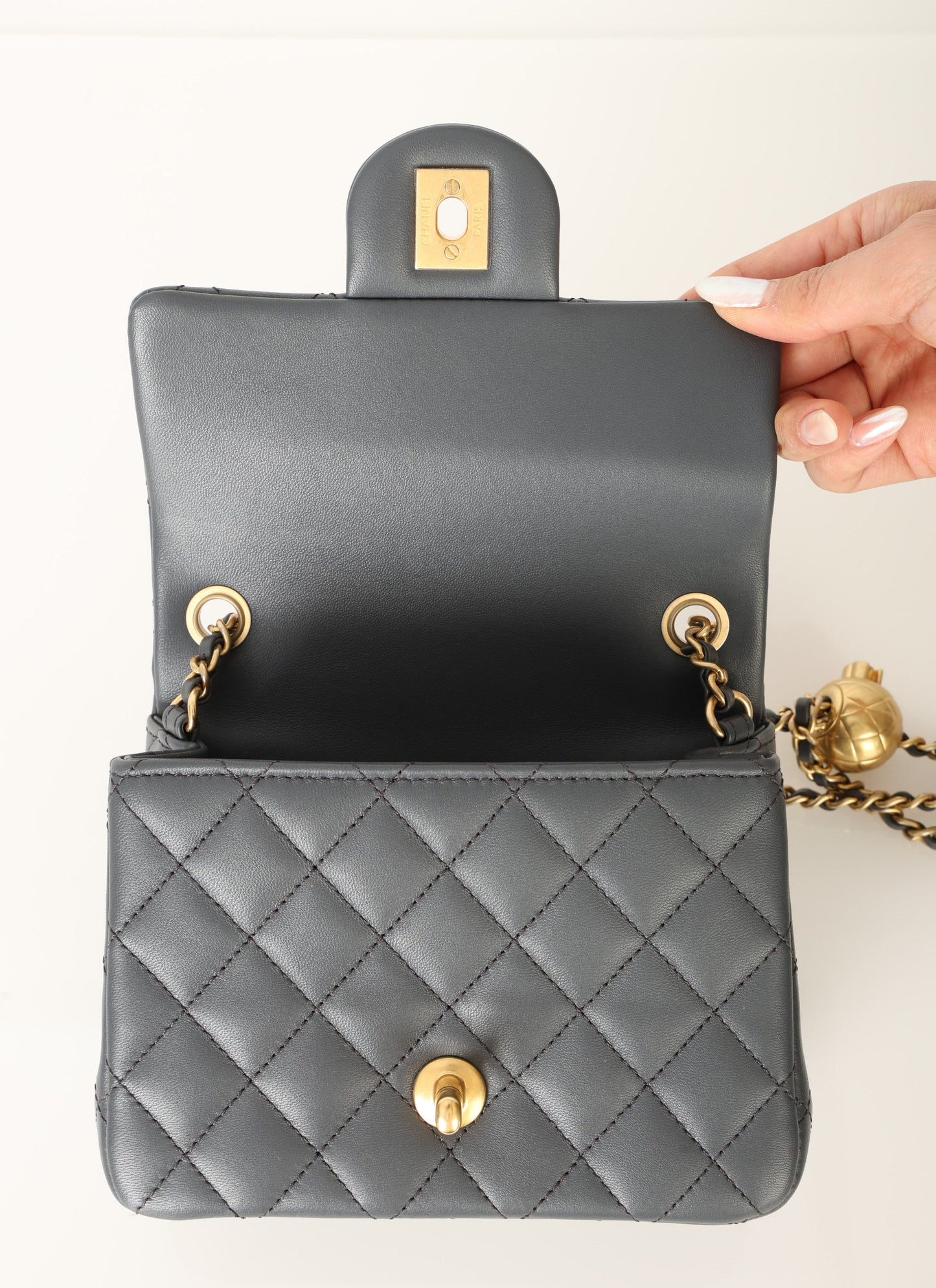 Chanel 2023 Lambskin Pearl Crush Mini Square Flap