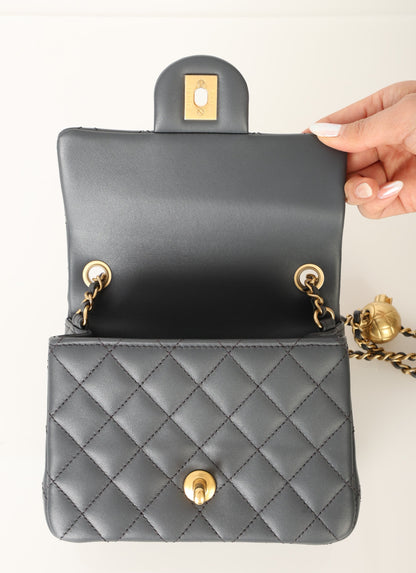 Chanel 2023 Lambskin Pearl Crush Mini Square Flap