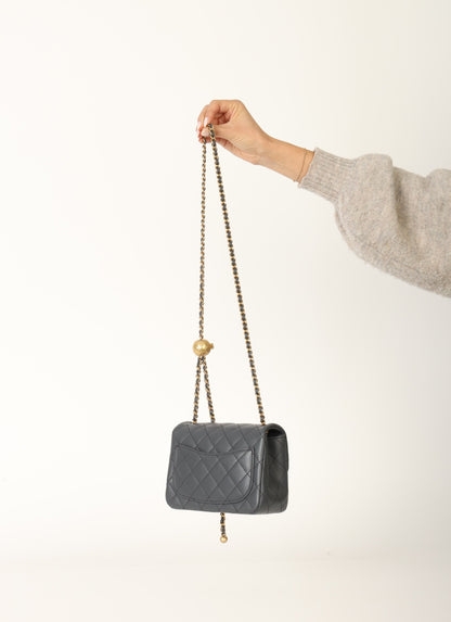 Chanel 2023 Lambskin Pearl Crush Mini Square Flap