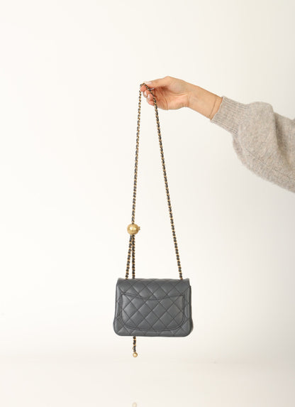 Chanel 2023 Lambskin Pearl Crush Mini Square Flap