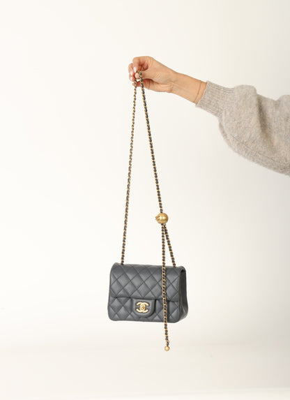 Chanel 2023 Lambskin Pearl Crush Mini Square Flap
