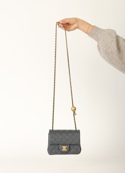 Chanel 2023 Lambskin Pearl Crush Mini Square Flap
