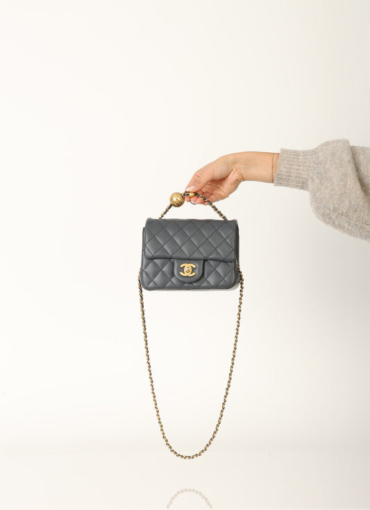Chanel 2023 Lambskin Pearl Crush Mini Square Flap