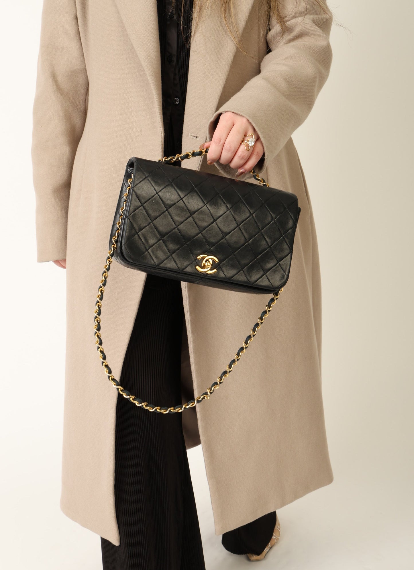 Chanel 1989 Lambskin Turnlock Medium Full Flap