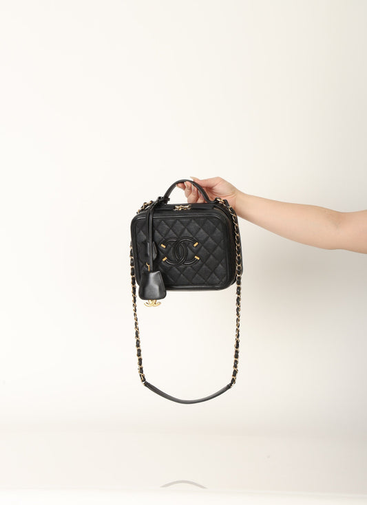 Chanel Caviar Medium Filigree Vanity Case