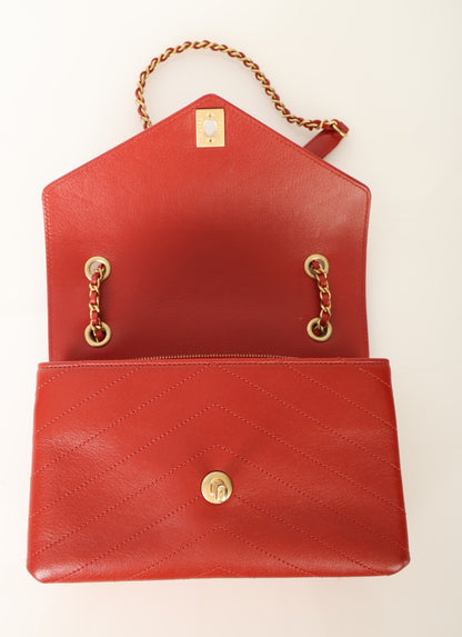 Chanel 2018 Calfskin Chevron Red Flap