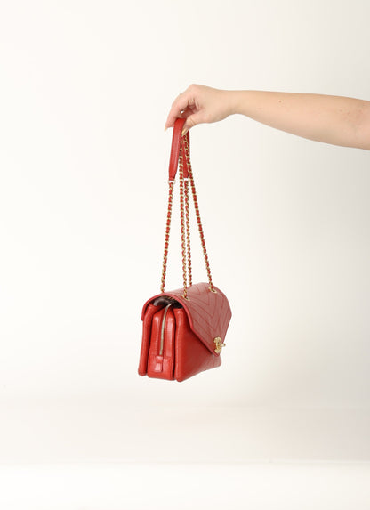 Chanel 2018 Calfskin Chevron Red Flap