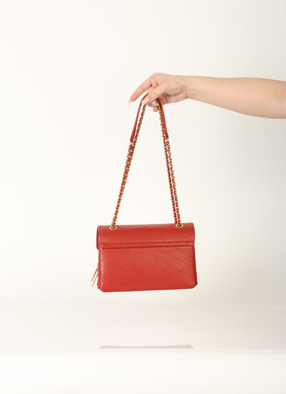 Chanel 2018 Calfskin Chevron Red Flap