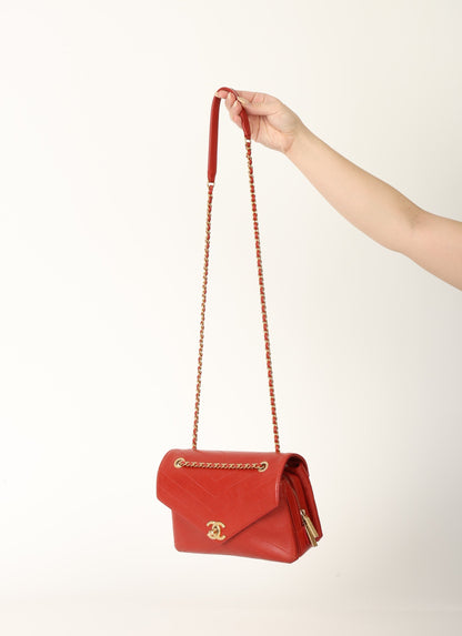 Chanel 2018 Calfskin Chevron Red Flap