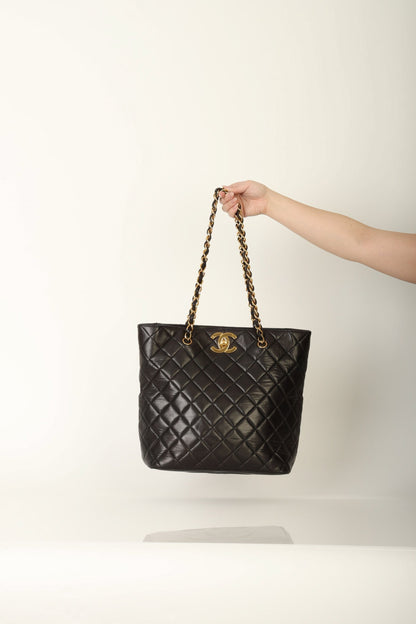 Chanel 1991 Lambskin Turnlock Tote