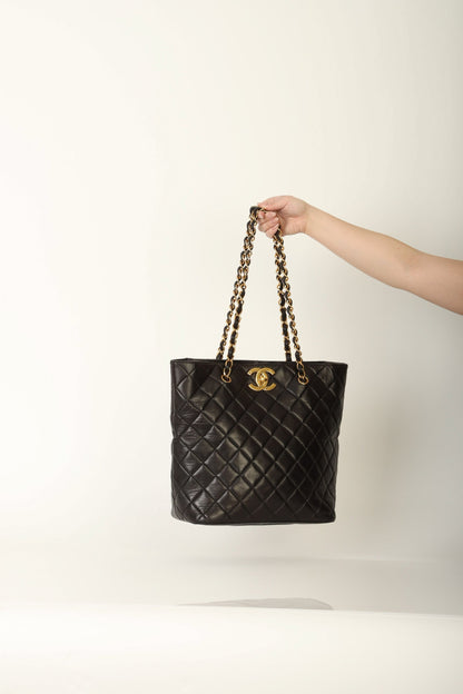 Chanel 1991 Lambskin Turnlock Tote