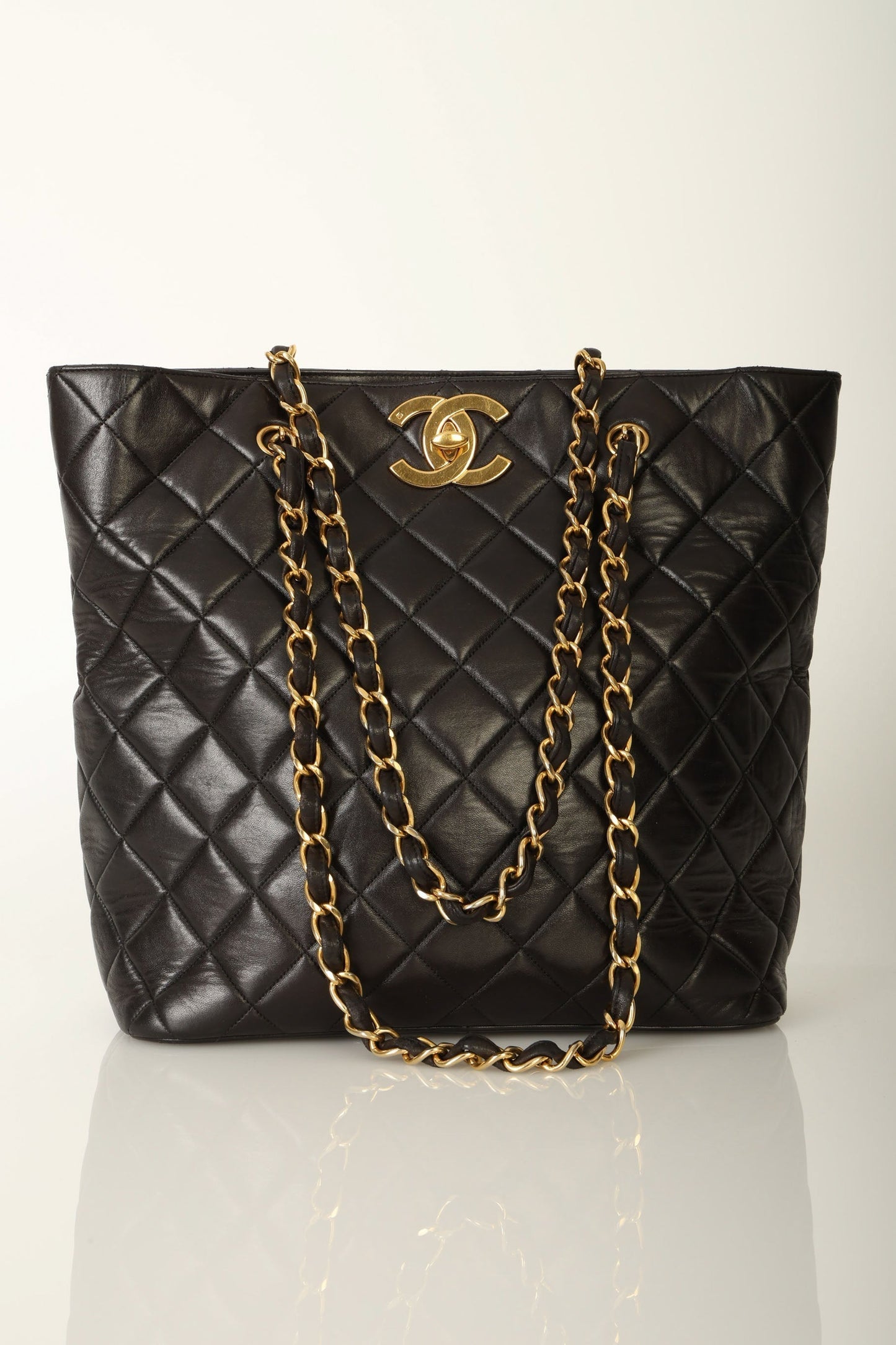 Chanel 1991 Lambskin Turnlock Tote