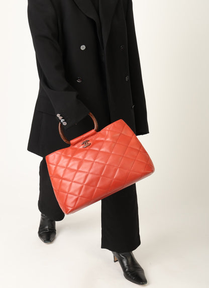 Chanel 2000 Calfskin Wood Acrylic Tote