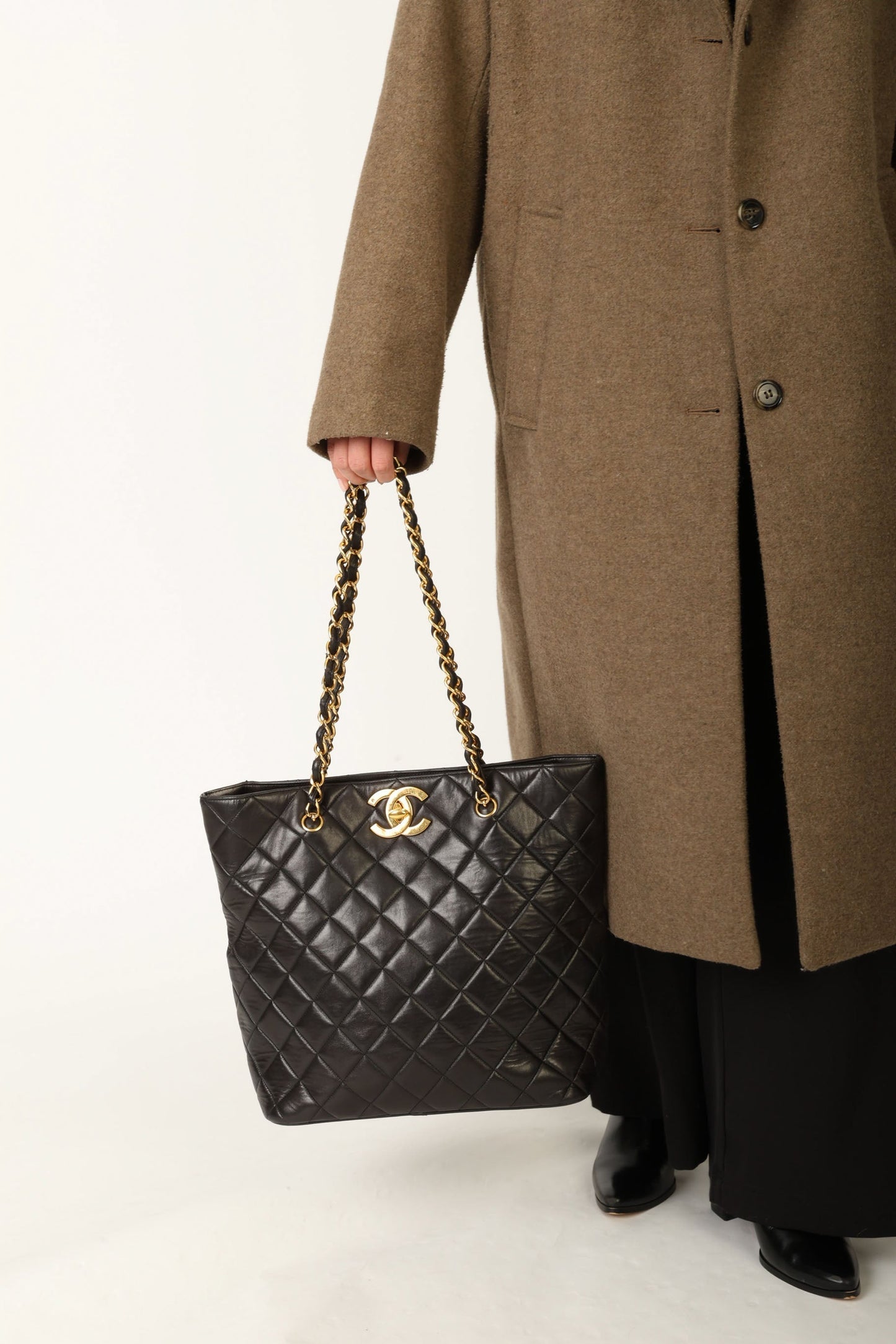 Chanel 1991 Lambskin Turnlock Tote