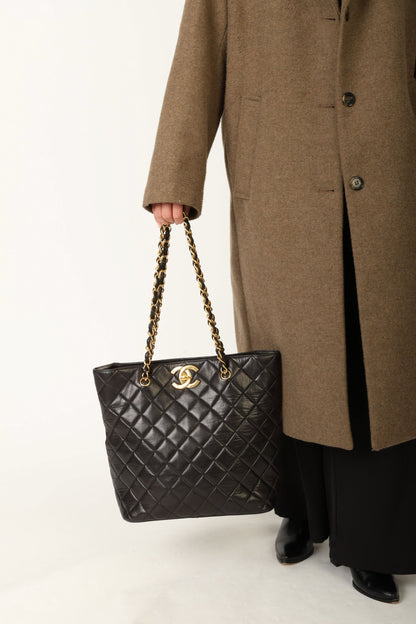 Chanel 1991 Lambskin Turnlock Tote