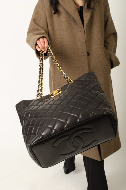 Chanel 1991 Lambskin Turnlock Tote