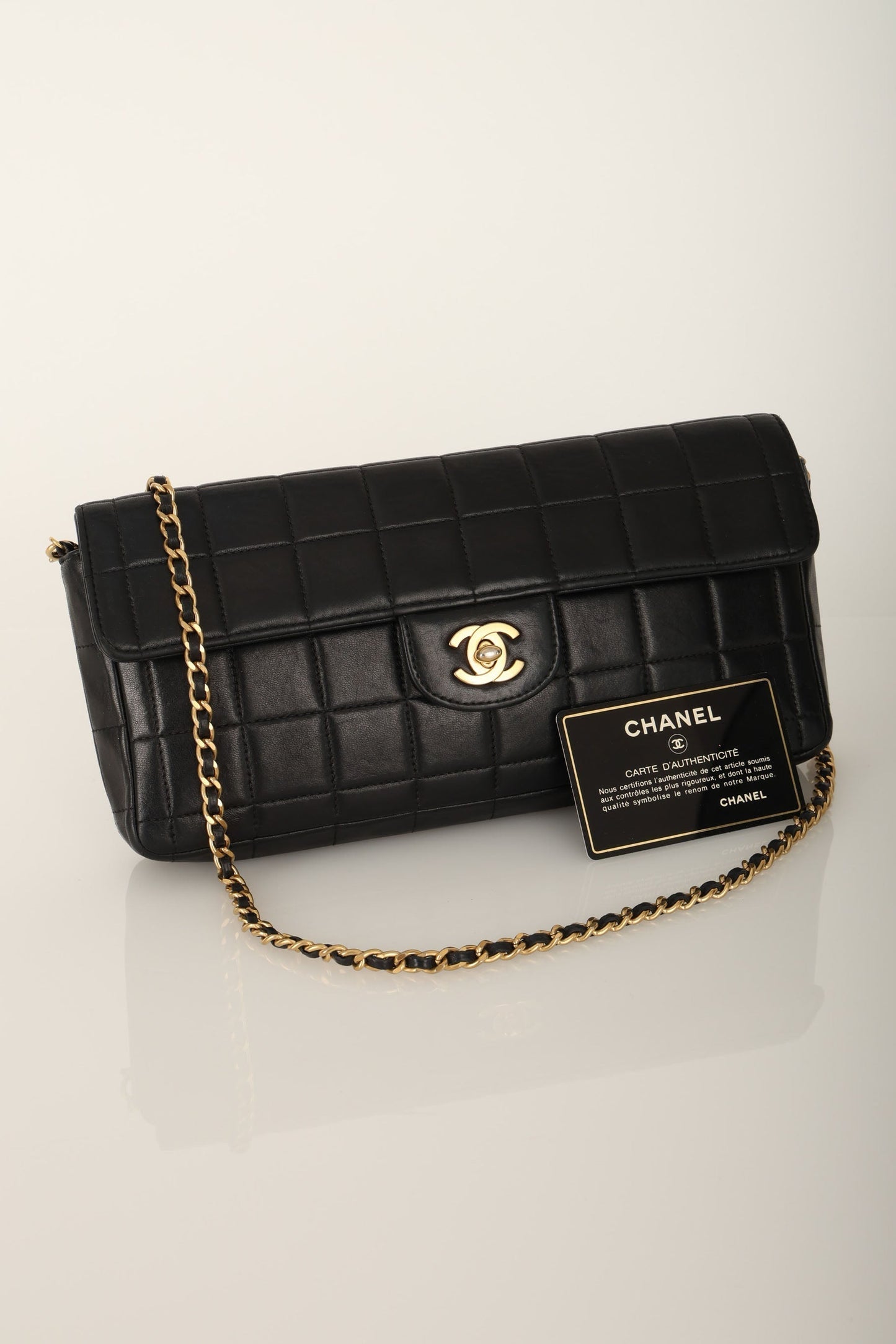 Chanel 2000 Lambskin East West Chocolate Bar