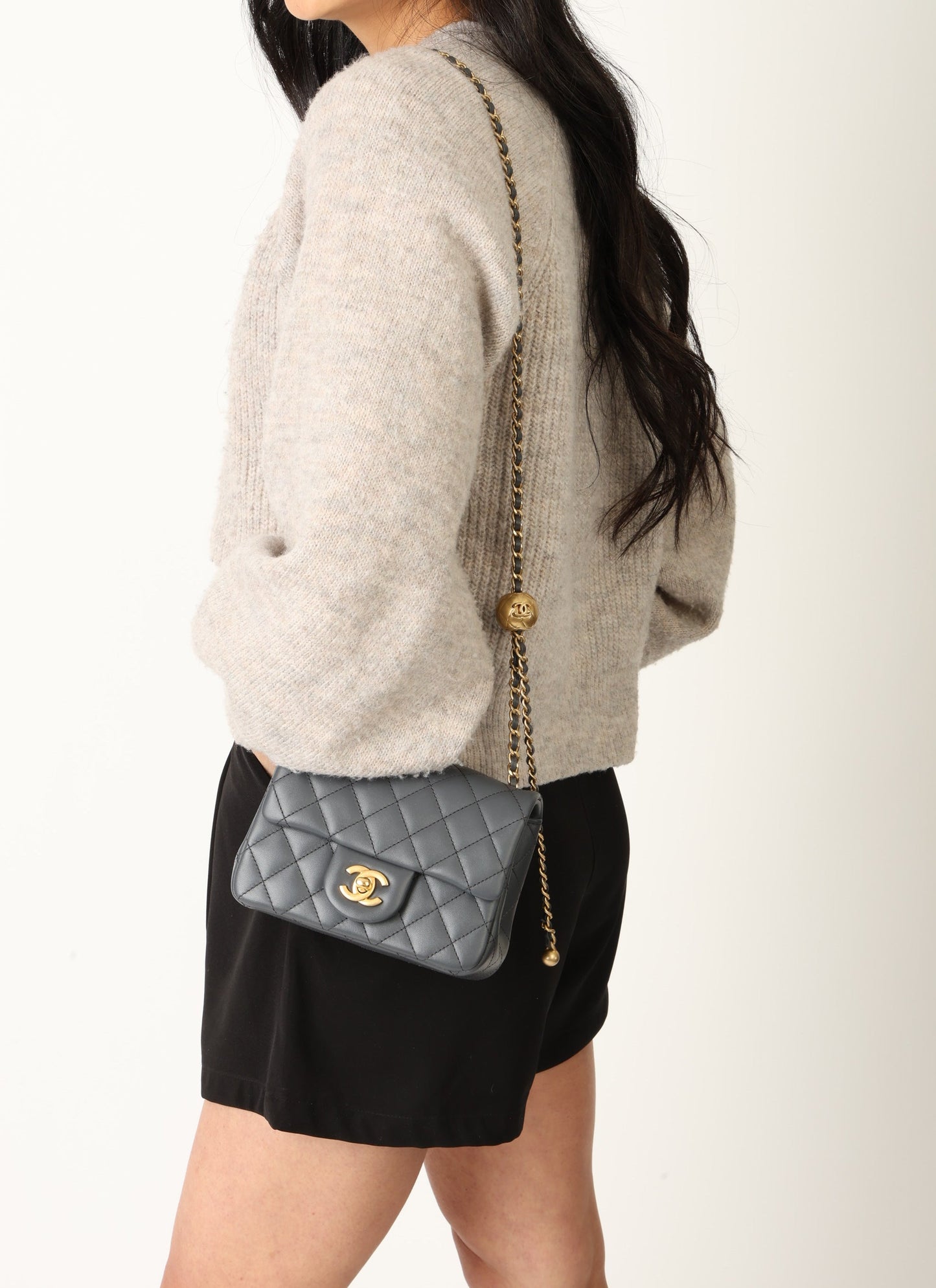 Chanel 2023 Lambskin Pearl Crush Mini Square Flap