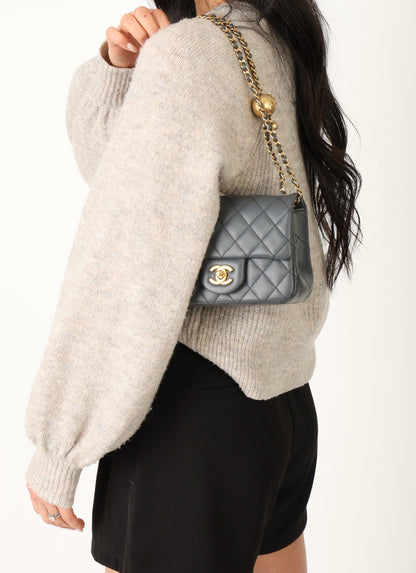 Chanel 2023 Lambskin Pearl Crush Mini Square Flap