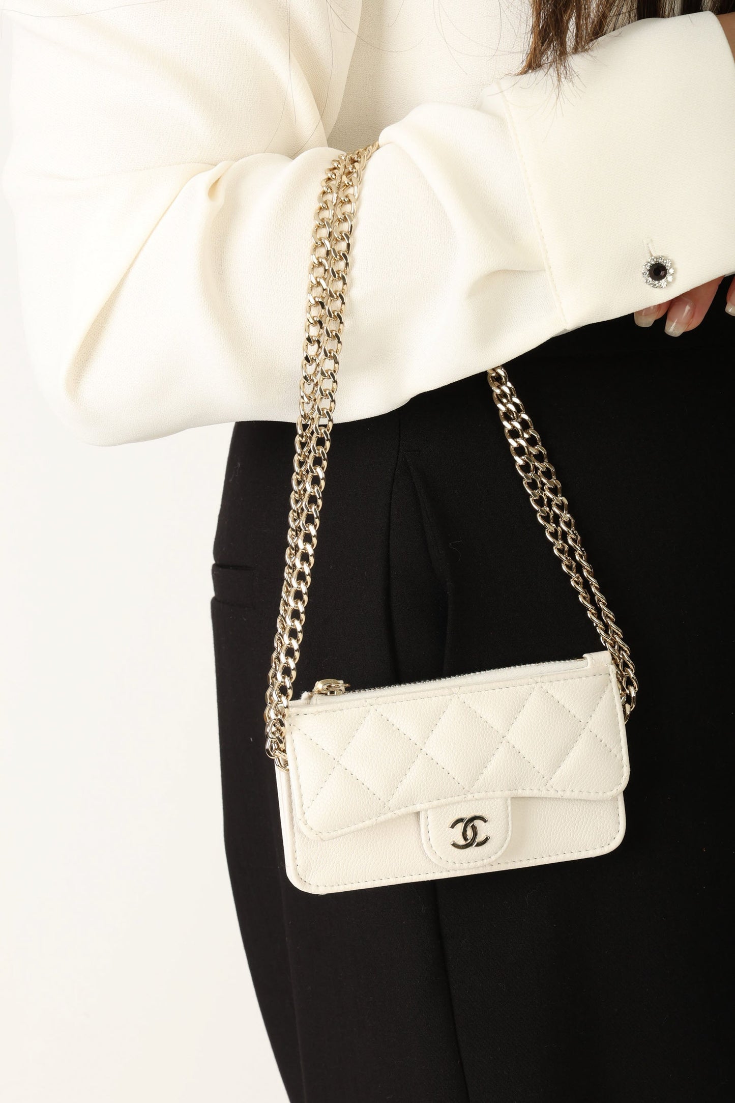 Chanel 2023 Caviar Cardholder w/ Chain