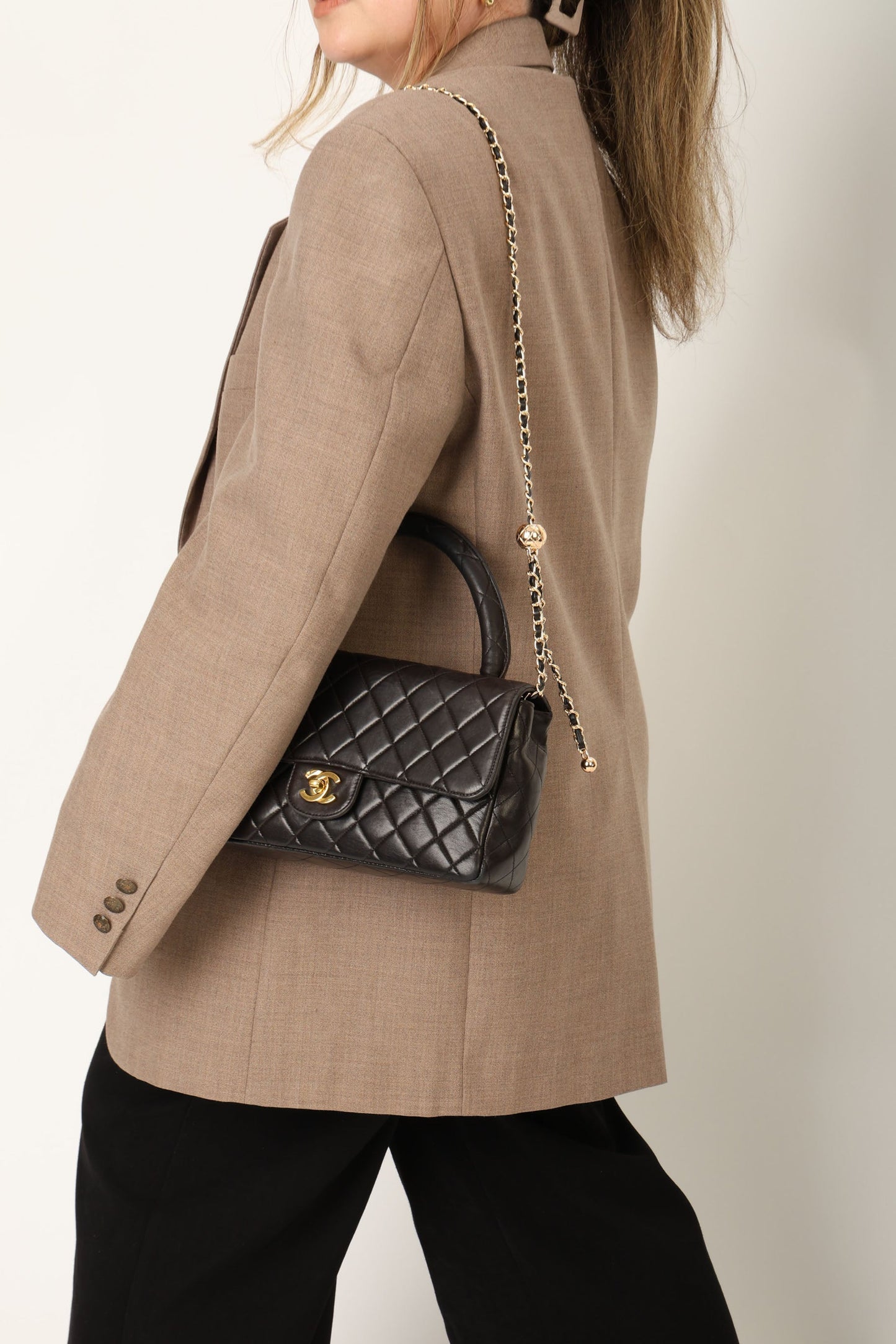 Chanel 1994 Lambskin East West Kelly Top Handle
