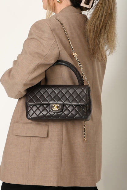 Chanel 1994 Lambskin East West Kelly Top Handle
