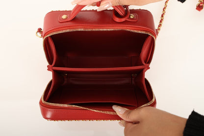 Chanel 2020 Calfskin Filigree Chain Around Small Vanity Bag