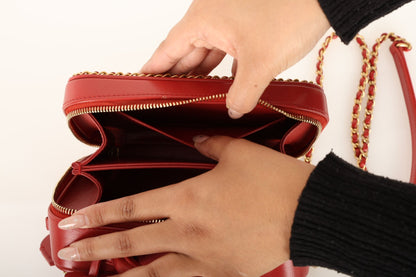Chanel 2020 Calfskin Filigree Chain Around Small Vanity Bag