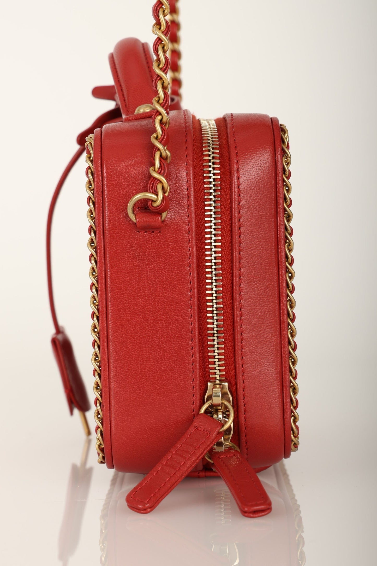Chanel 2020 Calfskin Filigree Chain Around Small Vanity Bag