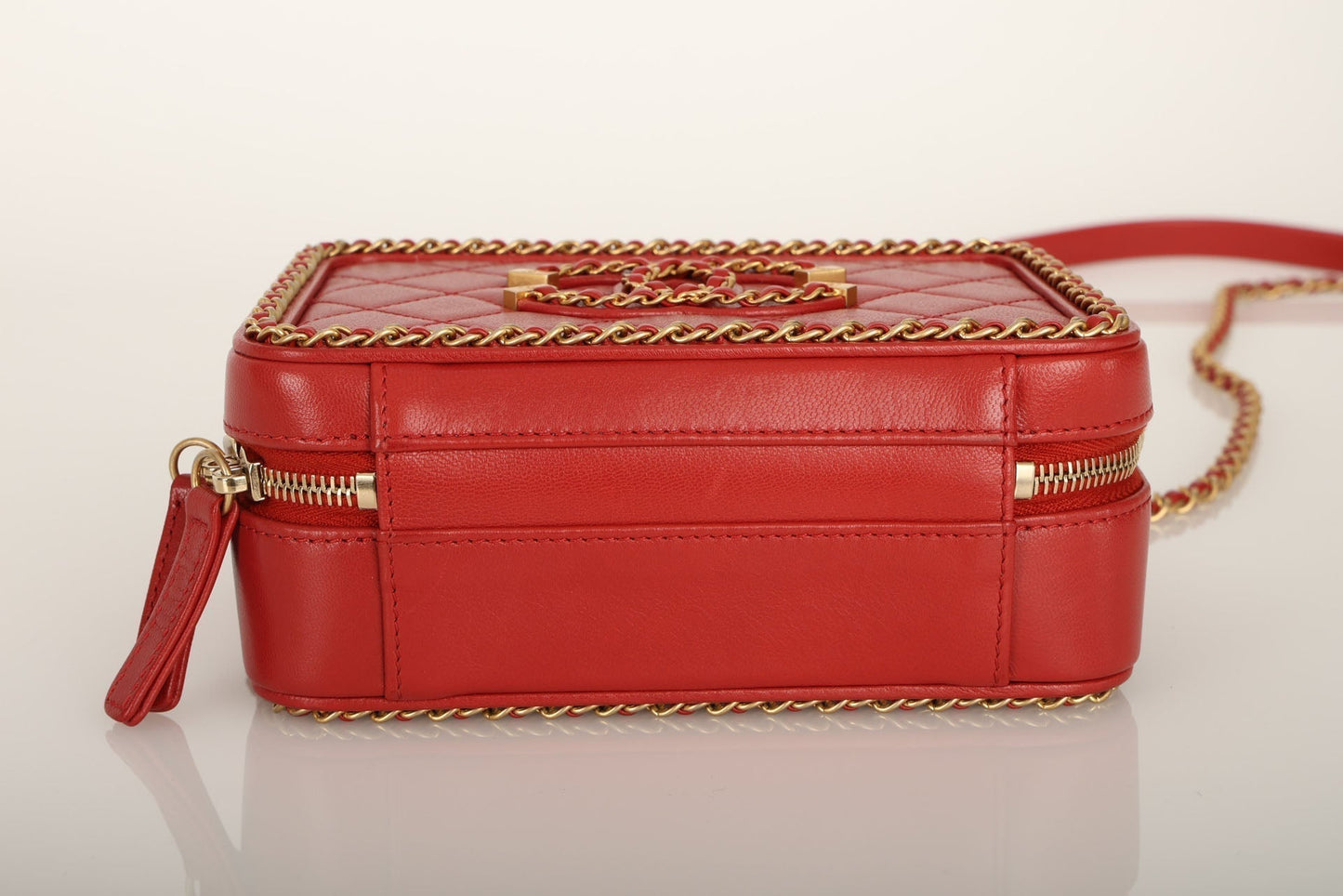 Chanel 2020 Calfskin Filigree Chain Around Small Vanity Bag