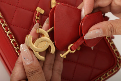 Chanel 2020 Calfskin Filigree Chain Around Small Vanity Bag