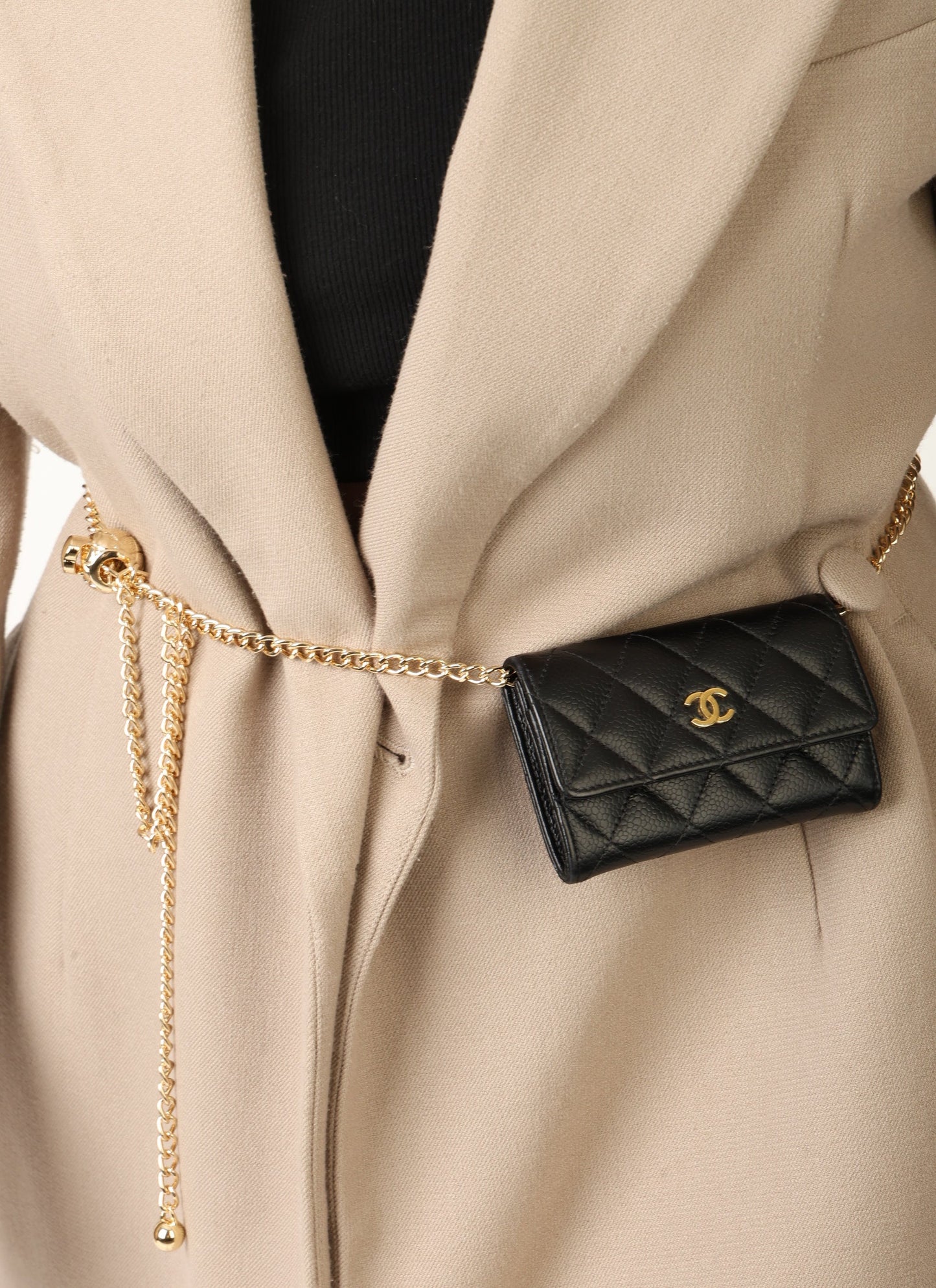 Chanel 2015 Caviar Cardholder w/ Chain