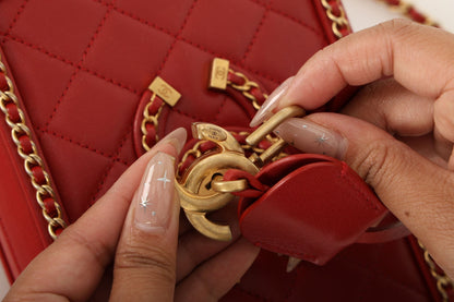 Chanel 2020 Calfskin Filigree Chain Around Small Vanity Bag