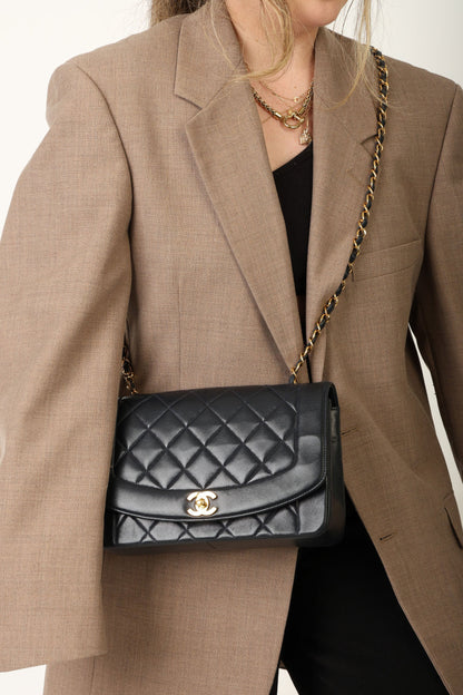 Chanel 1991 Lambskin Dark Navy Medium Diana
