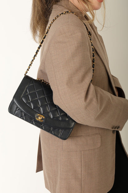 Chanel 1991 Lambskin Dark Navy Medium Diana