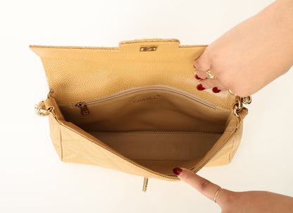 Chanel 2000 Caviar Beige Single Flap