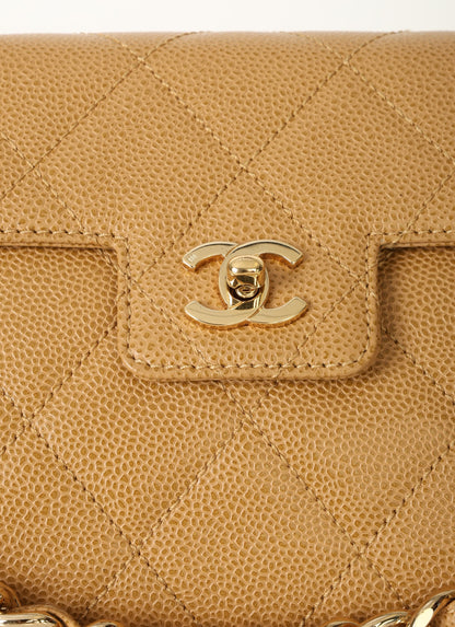 Chanel 2000 Caviar Beige Single Flap