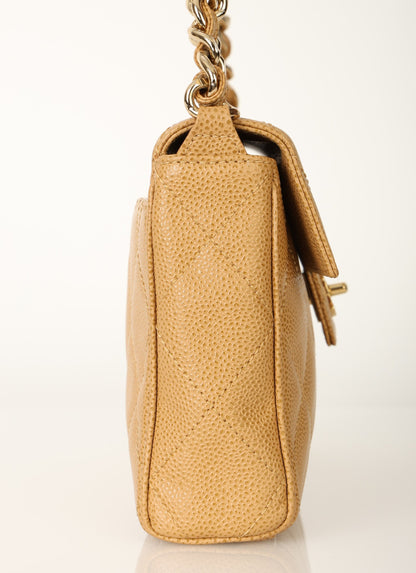 Chanel 2000 Caviar Beige Single Flap