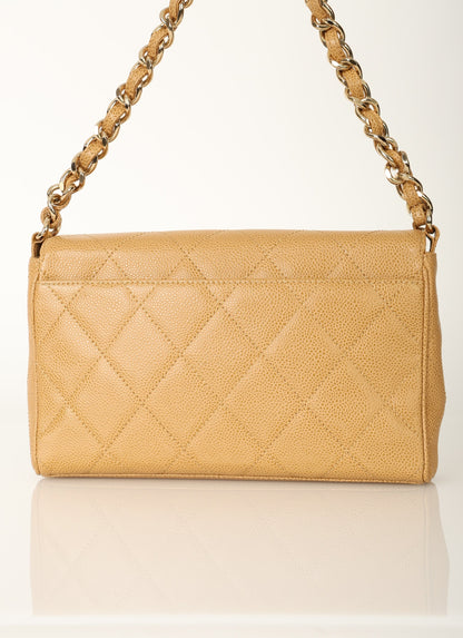 Chanel 2000 Caviar Beige Single Flap