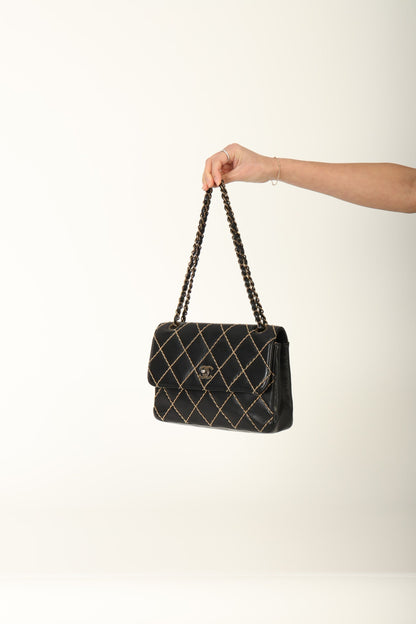 Chanel 2000 Calfskin Wildstitch Flap Bag
