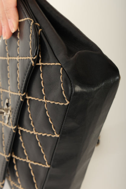 Chanel 2000 Calfskin Wildstitch Flap Bag