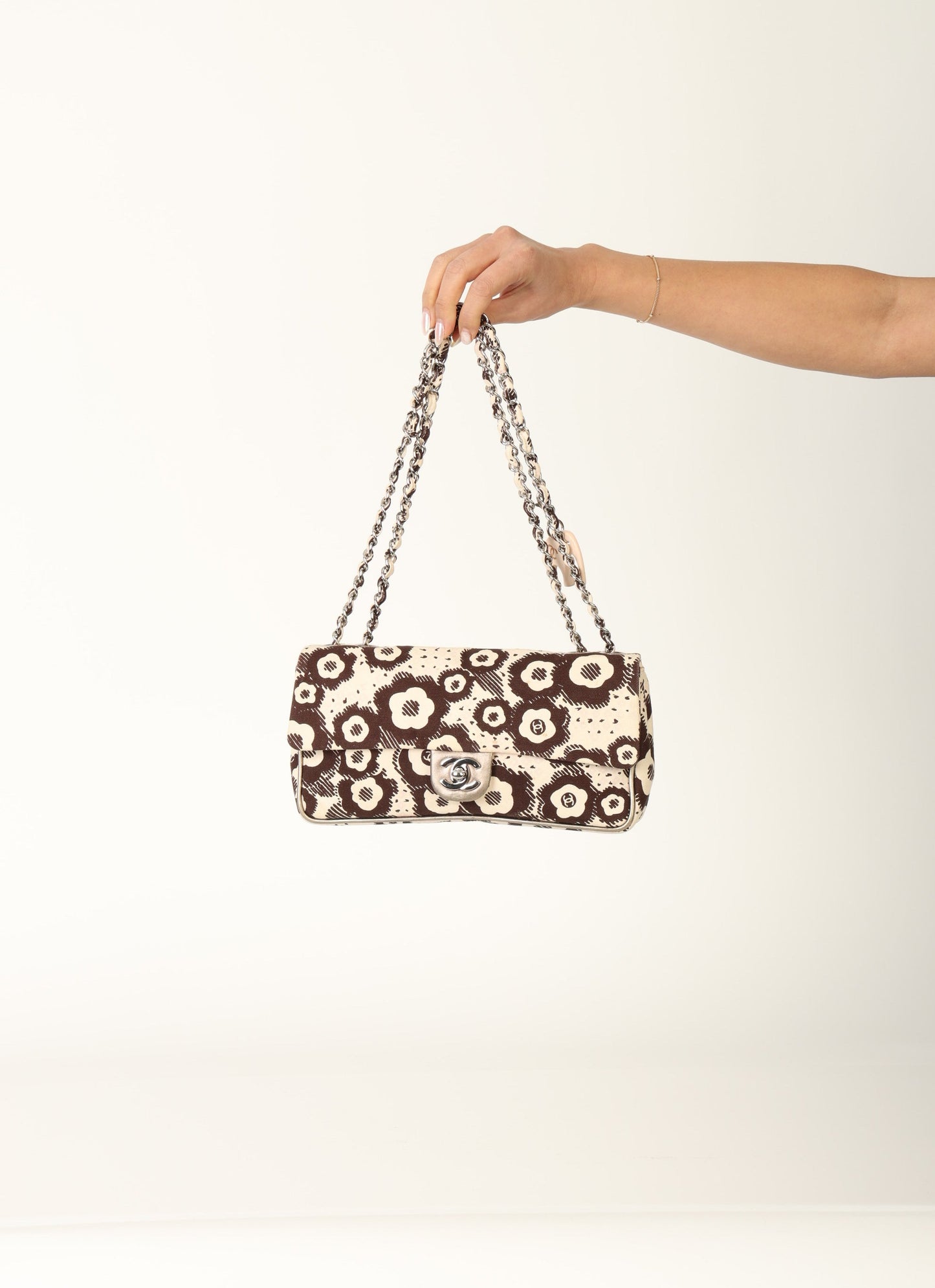 Chanel 2005 Canvas Camellia East West Flap