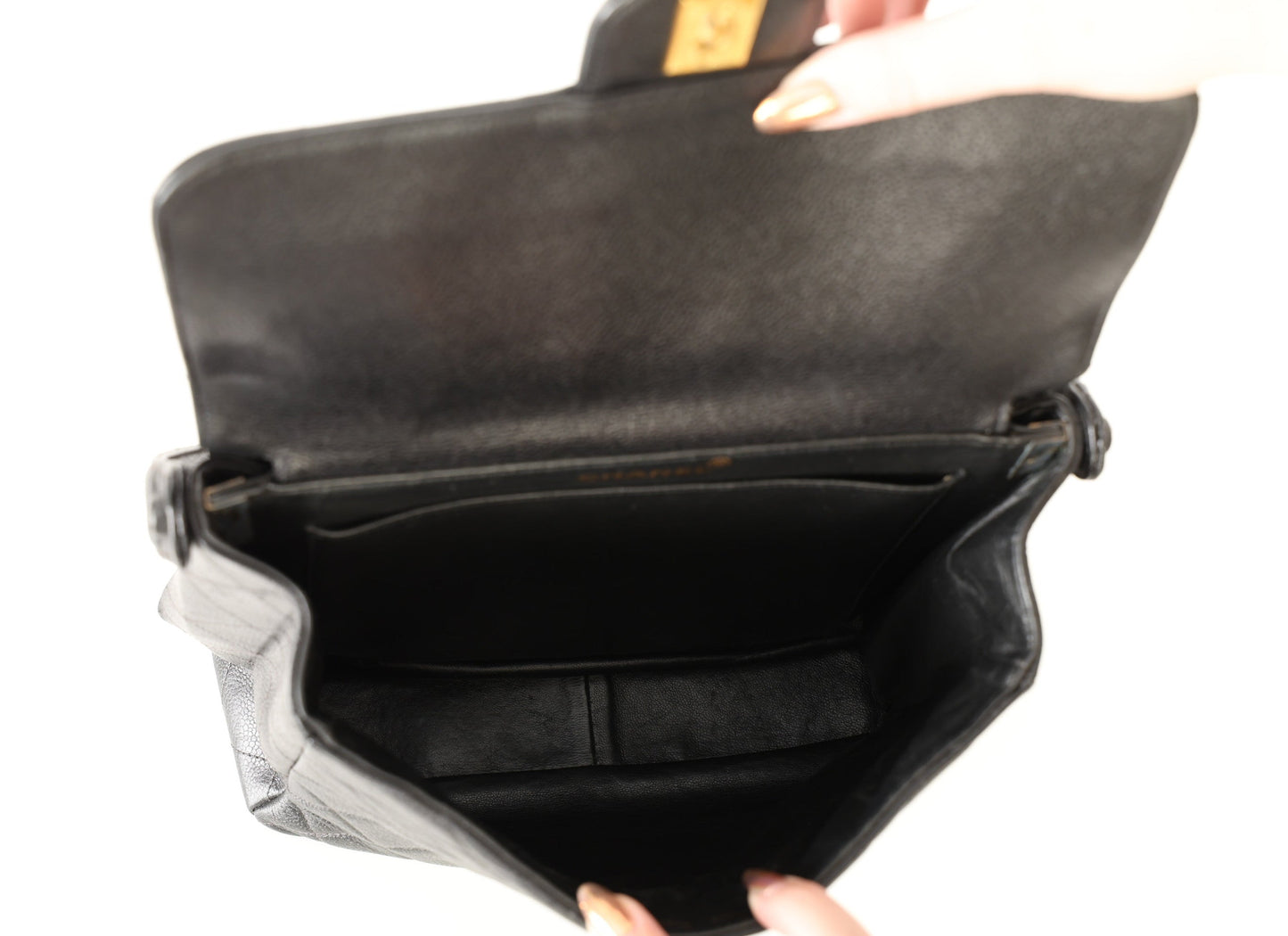 Chanel Caviar Double Turnlock Shoulder Bag