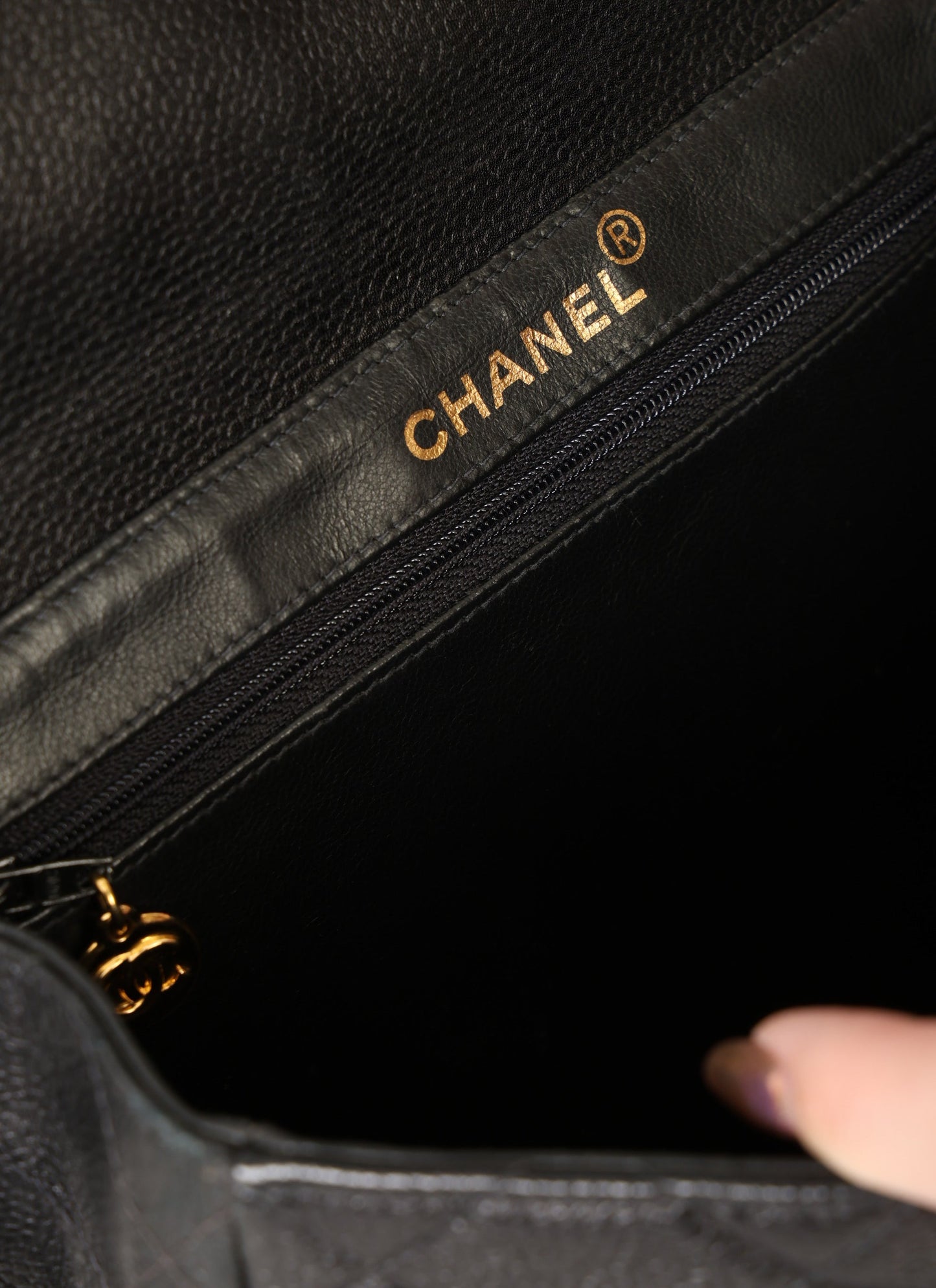 Chanel Caviar Double Turnlock Shoulder Bag