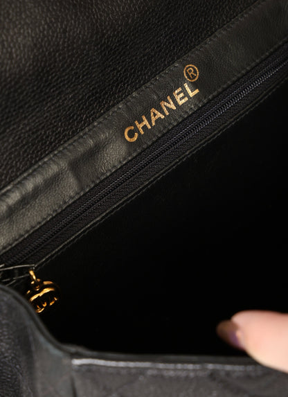 Chanel Caviar Double Turnlock Shoulder Bag